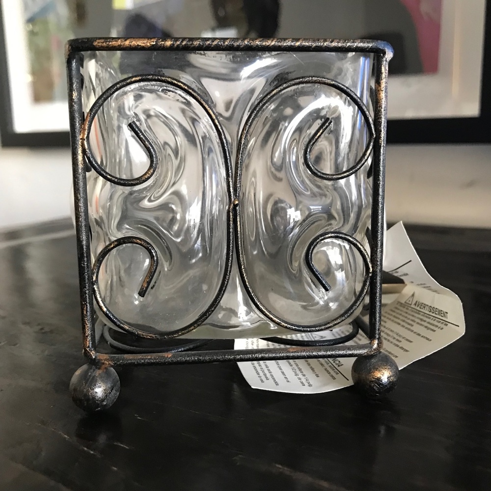 Antiqued Wire & Glass Candle Holder - NWT